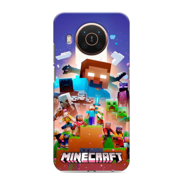 Силиконовый противоударный чехол на Nokia X20 с принтом Майнкрафт Minecraft