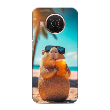 Силиконовый противоударный чехол на Nokia X20 с принтом Капибара