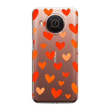 Силиконовый противоударный чехол на Nokia X20 с принтом Сердечки