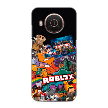 Силиконовый противоударный чехол на Nokia X20 с принтом Roblox Роблокс