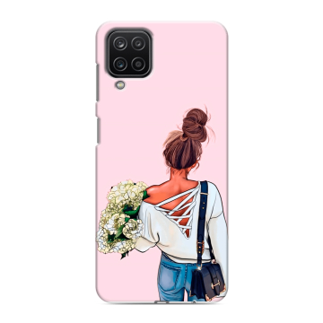 Силиконовый чехол на Samsung Galaxy M12 с принтом Девушка и букет Силиконовый чехол на Samsung Galaxy M12 с принтом Девушка и букет