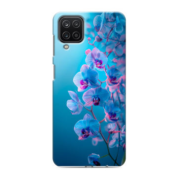 Силиконовый чехол на Samsung Galaxy M12 с принтом голубые орхидеи Силиконовый чехол на Samsung Galaxy M12 с принтом голубые орхидеи