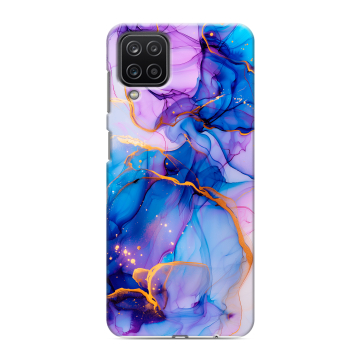 Силиконовый чехол на Samsung Galaxy M12 с принтом синий мрамор Силиконовый чехол на Samsung Galaxy M12 с принтом синий мрамор