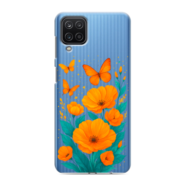 Силиконовый чехол на Samsung Galaxy M12 с принтом цветы бабочки Силиконовый чехол на Samsung Galaxy M12 с принтом цветы бабочки