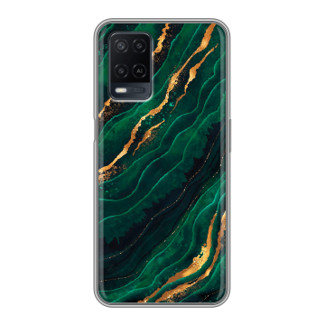 Силиконовый чехол на OPPO A54 с принтом Мрамор зеленое золото Силиконовый чехол на OPPO A54 с принтом Мрамор зеленое золото