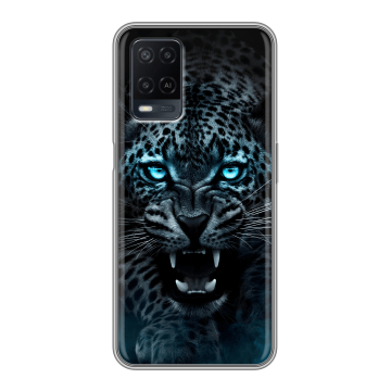 Силиконовый чехол на OPPO A54 с принтом Темный леопард Силиконовый чехол на OPPO A54 с принтом Темный леопард