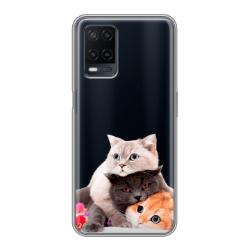 Силиконовый чехол на OPPO A54 с принтом Кошки Силиконовый чехол на OPPO A54 с принтом Кошки
