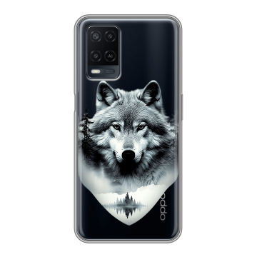 Силиконовый чехол на OPPO A54 с принтом Волк в лесу