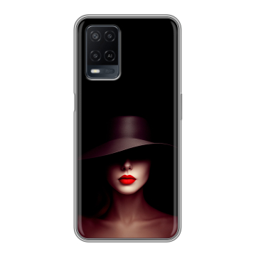 Силиконовый чехол на OPPO A54 с принтом Девушка в шляпе Силиконовый чехол на OPPO A54 с принтом Девушка в шляпе