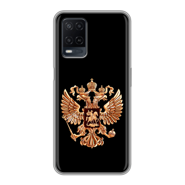 Силиконовый чехол на OPPO A54 с принтом Герб России золотой
