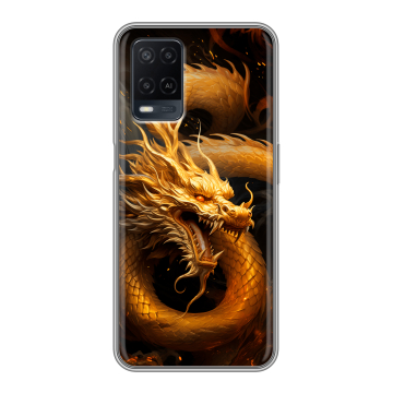 Силиконовый чехол на OPPO A54 с принтом Золотой дракон