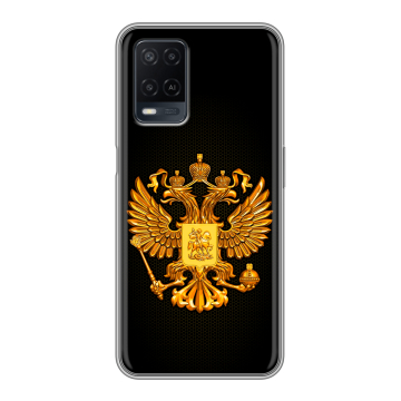 Силиконовый чехол на OPPO A54 с принтом Герб России желтый Силиконовый чехол на OPPO A54 с принтом Герб России желтый