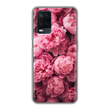 Силиконовый чехол на OPPO A54 с принтом цветы пионы