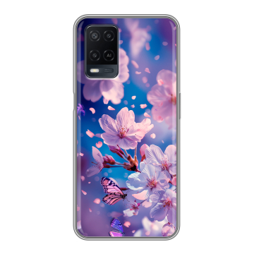 Силиконовый чехол на OPPO A54 с принтом цветы бабочки