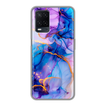 Силиконовый чехол на OPPO A54 с принтом синий мрамор Силиконовый чехол на OPPO A54 с принтом синий мрамор