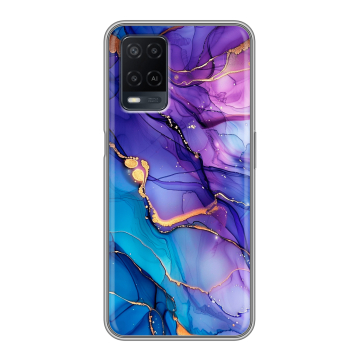 Силиконовый чехол на OPPO A54 с принтом синий мрамор