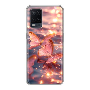 Силиконовый чехол на OPPO A54 с принтом бабочки розовые Силиконовый чехол на OPPO A54 с принтом бабочки розовые