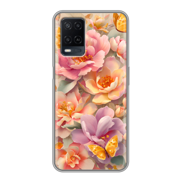 Силиконовый чехол на OPPO A54 с принтом Цветы и бабочки