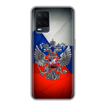Силиконовый чехол на OPPO A54 с принтом Флаг России Силиконовый чехол на OPPO A54 с принтом Флаг России