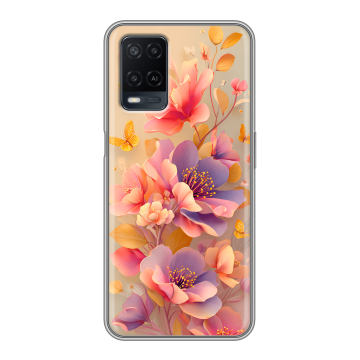 Силиконовый чехол на OPPO A54 с принтом Цветы и бабочки Силиконовый чехол на OPPO A54 с принтом Цветы и бабочки