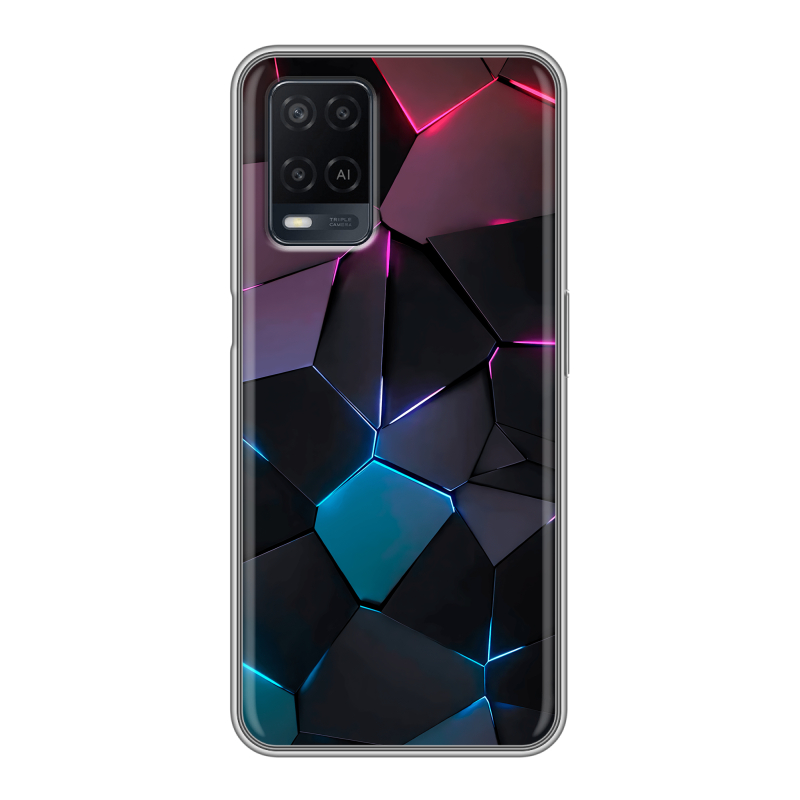 Силиконовый чехол на OPPO A54 с принтом Геометрия неона Силиконовый чехол на OPPO A54 с принтом Геометрия неона