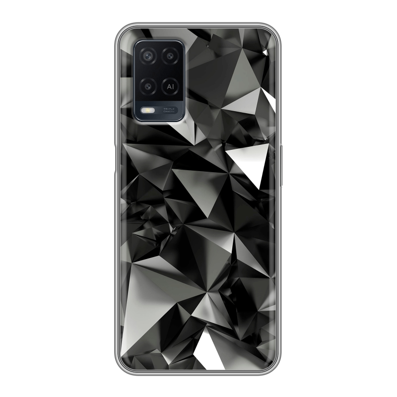 Силиконовый противоударный чехол на OPPO A54 с принтом Черные кристаллы Силиконовый противоударный чехол на OPPO A54 с принтом Черные кристаллы