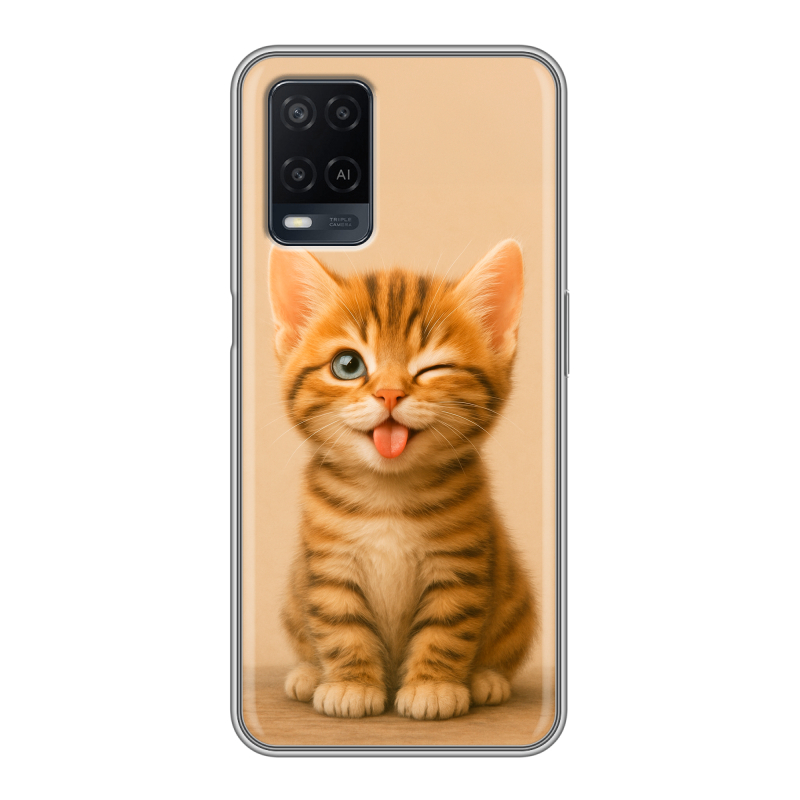 Силиконовый чехол на OPPO A54 с принтом котенок Силиконовый чехол на OPPO A54 с принтом котенок