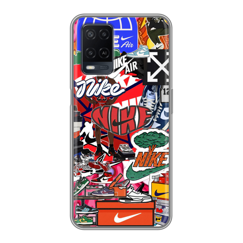 Силиконовый противоударный чехол на OPPO A54 с принтом Найк Nike яркий Силиконовый противоударный чехол на OPPO A54 с принтом Найк Nike яркий