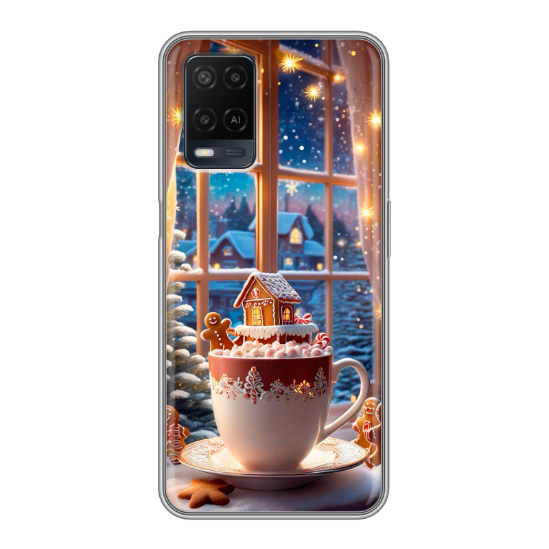 Силиконовый противоударный чехол на OPPO A54 с принтом Новый год Силиконовый противоударный чехол на OPPO A54 с принтом Новый год