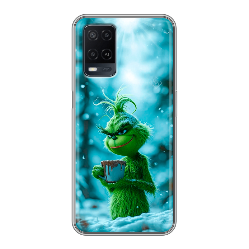 Силиконовый чехол на OPPO A54 с принтом Новый год гринч Силиконовый чехол на OPPO A54 с принтом Новый год гринч