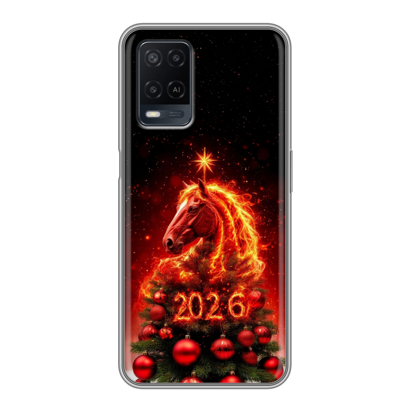 Силиконовый противоударный чехол на OPPO A54 с принтом Новый год Силиконовый противоударный чехол на OPPO A54 с принтом Новый год