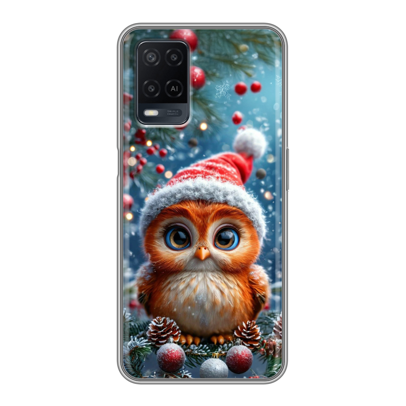 Силиконовый противоударный чехол на OPPO A54 с принтом Новый год Силиконовый противоударный чехол на OPPO A54 с принтом Новый год