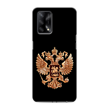 Силиконовый чехол на OPPO A74 с принтом Герб России золотой