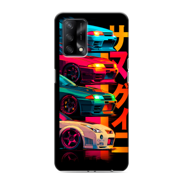 Силиконовый чехол на OPPO A74 с принтом Гоночные машины