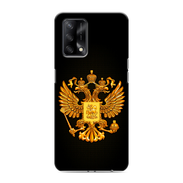 Силиконовый чехол на OPPO A74 с принтом Герб России желтый