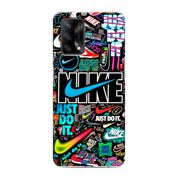 Силиконовый чехол на OPPO A74 с принтом найк nike черный