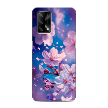 Силиконовый чехол на OPPO A74 с принтом цветы бабочки Силиконовый чехол на OPPO A74 с принтом цветы бабочки