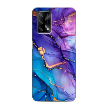 Силиконовый чехол на OPPO A74 с принтом синий мрамор Силиконовый чехол на OPPO A74 с принтом синий мрамор