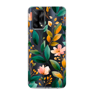 Силиконовый чехол на OPPO A74 с принтом Цветы паттерн Силиконовый чехол на OPPO A74 с принтом Цветы паттерн