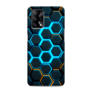 Силиконовый чехол на OPPO A74 с принтом Неоновые соты Силиконовый чехол на OPPO A74 с принтом Неоновые соты