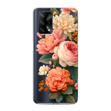 Силиконовый чехол на OPPO A74 с принтом цветы