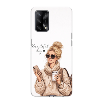 Силиконовый чехол на OPPO A74 с принтом женский