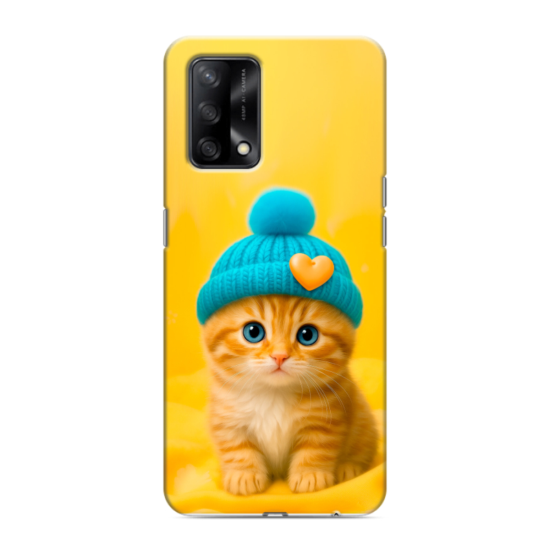 Силиконовый чехол на OPPO A74 с принтом Котенок в шапке Силиконовый чехол на OPPO A74 с принтом Котенок в шапке