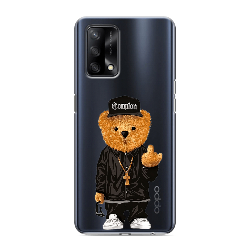 Силиконовый противоударный чехол на OPPO A74 с принтом Мишка Силиконовый противоударный чехол на OPPO A74 с принтом Мишка