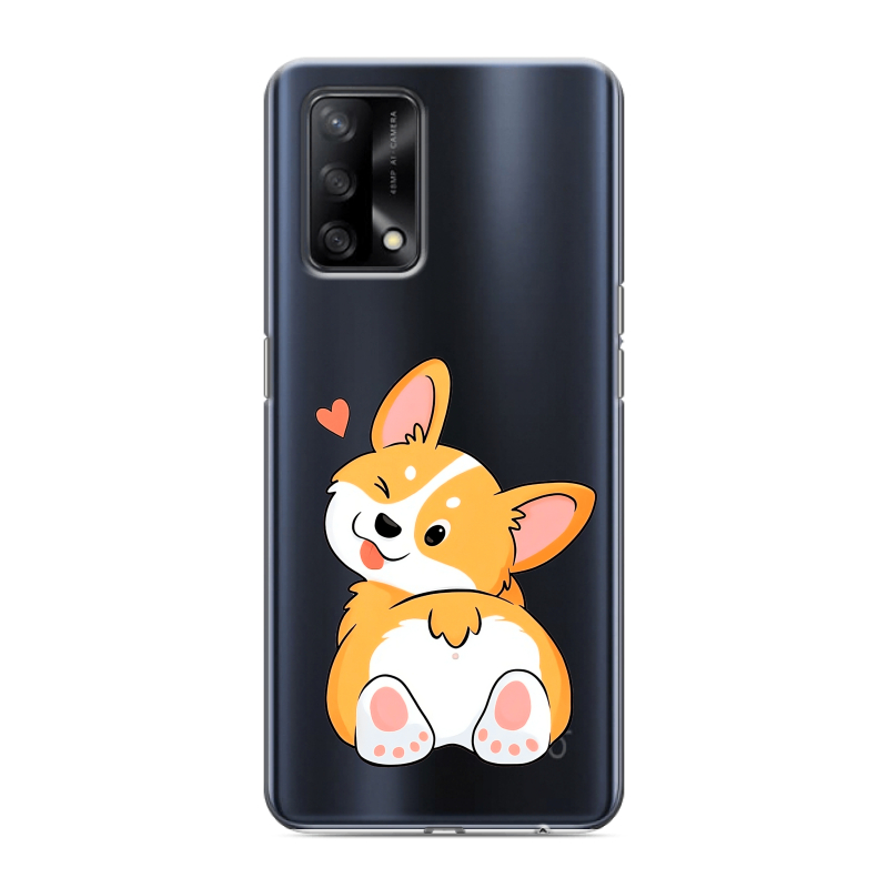 Силиконовый противоударный чехол на OPPO A74 с принтом Корги Силиконовый противоударный чехол на OPPO A74 с принтом Корги