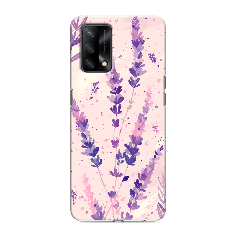 Силиконовый чехол на OPPO A74 с принтом цветы лаванда Силиконовый чехол на OPPO A74 с принтом цветы лаванда