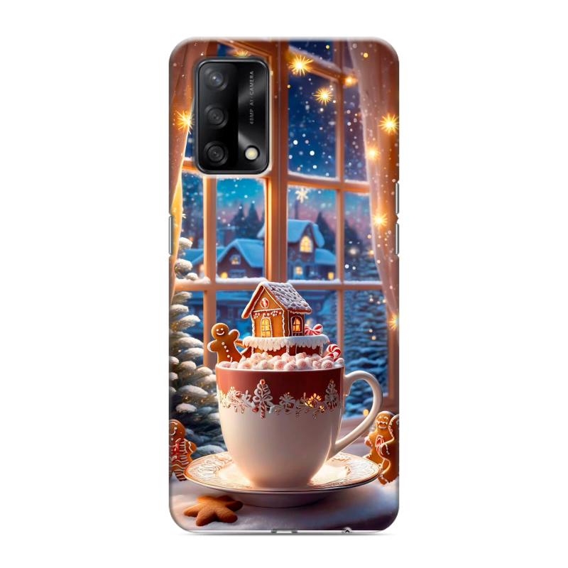 Силиконовый противоударный чехол на OPPO A74 с принтом Новый год Силиконовый противоударный чехол на OPPO A74 с принтом Новый год