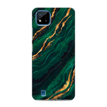 Силиконовый чехол на Realme C11 (2021) с принтом Мрамор зеленое золото Силиконовый чехол на Realme C11 (2021) с принтом Мрамор зеленое золото