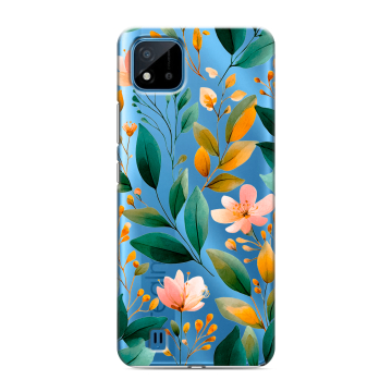 Силиконовый чехол на Realme C11 (2021) с принтом Цветы паттерн