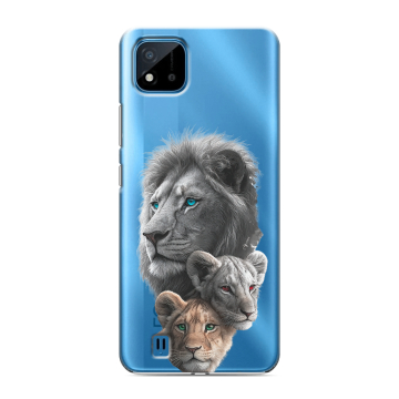 Силиконовый чехол на Realme C11 (2021) с принтом Львы